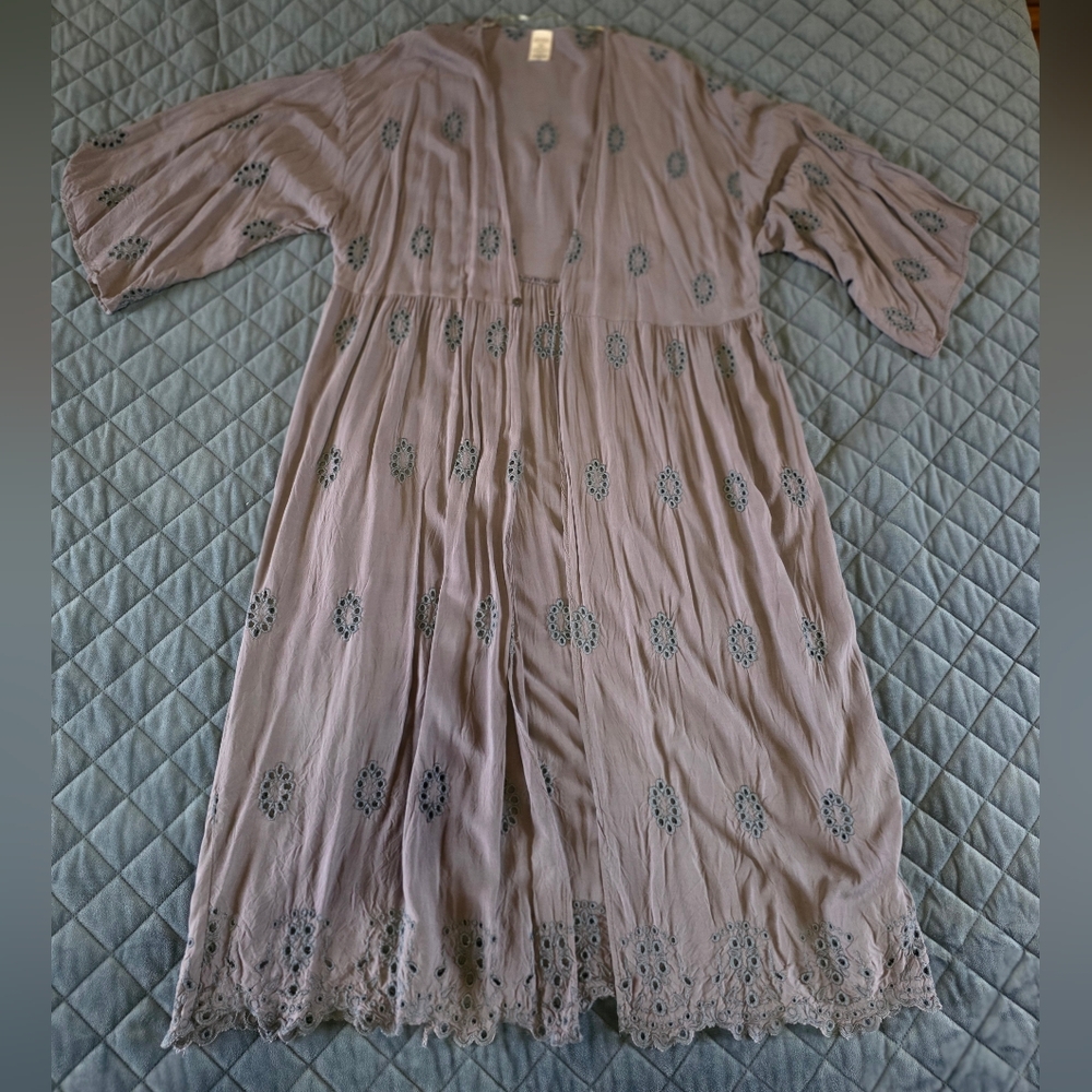 Womens Blue Embroidered Kimono Cardigan XXL-XXXL